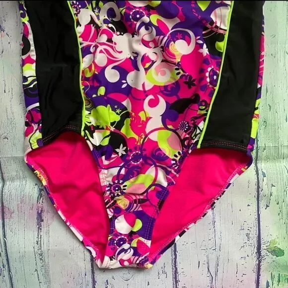 Wave Zone Neon Multicolor Racerback Race swimsuit
